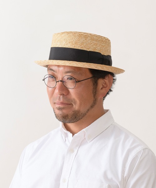田中帽子店(タナカボウシテン)の「日本製 ポークパイハット 麦わら帽子 アーロ Ario(ハット・メンズ・ナチュラル・FREE)」の1枚目の写真