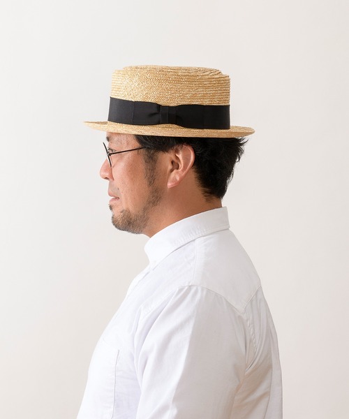 田中帽子店(タナカボウシテン)の「日本製 ポークパイハット 麦わら帽子 アーロ Ario(ハット・メンズ・ナチュラル・FREE)」の7枚目の写真