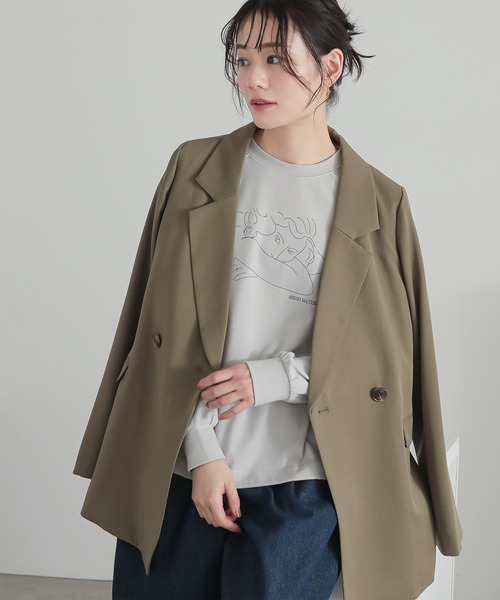 n'OrLABEL(ノアールレーベル)の「絵画プリントラグランロンT(Tシャツ/カットソー・レディース・ブルー/チャコール/グレイッシュベージュ・2/1)」の9枚目の写真