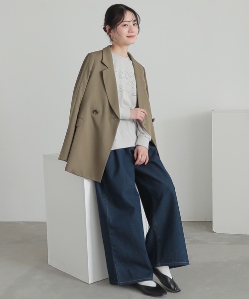 n'OrLABEL(ノアールレーベル)の「絵画プリントラグランロンT(Tシャツ/カットソー・レディース・ブルー/チャコール/グレイッシュベージュ・2/1)」の10枚目の写真