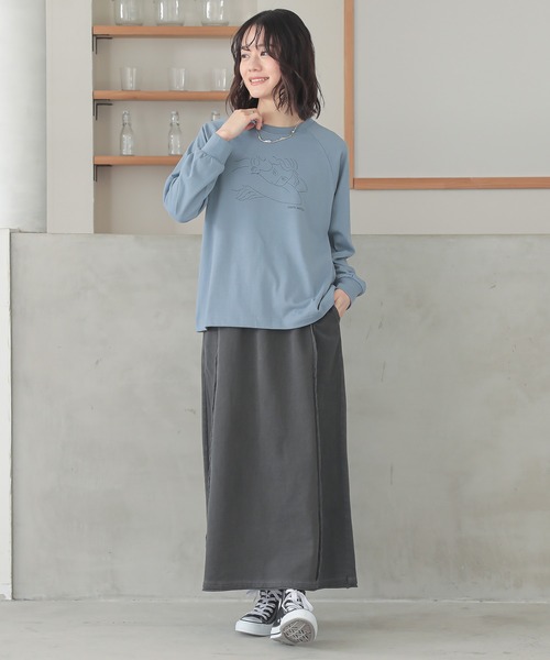 n'OrLABEL(ノアールレーベル)の「絵画プリントラグランロンT(Tシャツ/カットソー・レディース・ブルー/チャコール/グレイッシュベージュ・2/1)」の22枚目の写真