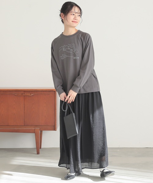 n'OrLABEL(ノアールレーベル)の「絵画プリントラグランロンT(Tシャツ/カットソー・レディース・ブルー/チャコール/グレイッシュベージュ・2/1)」の15枚目の写真
