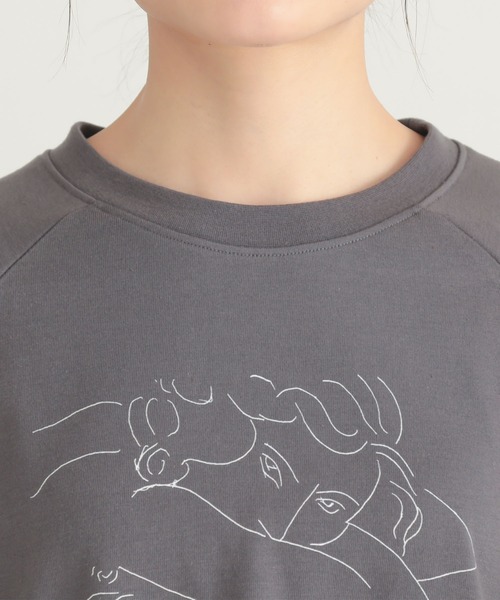 n'OrLABEL(ノアールレーベル)の「絵画プリントラグランロンT(Tシャツ/カットソー・レディース・ブルー/チャコール/グレイッシュベージュ・2/1)」の16枚目の写真