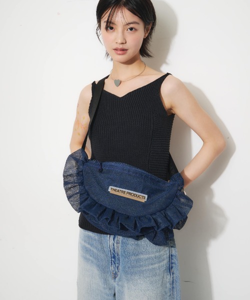 THEATRE PRODUCTS(シアタープロダクツ)の「メッシュフリルラウンドショルダーバッグL(ショルダーバッグ・レディース・ブラック/ブルー/グレー/ベージュ/ネイビー・FREE)」の1枚目の写真