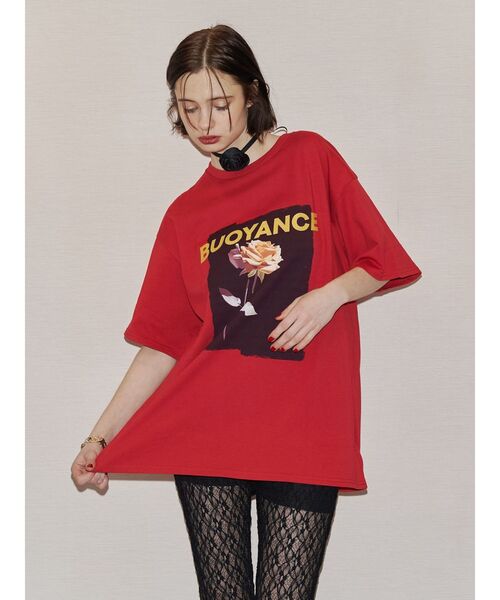 jouetie（ジュエティ）の「ローズプリントBigTシャツ（Tシャツ/カットソー・レディース・レッド/ブラック/オフホワイト・MEDIUM）」の14枚目の写真