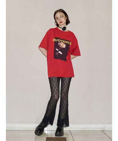 jouetie（ジュエティ）の「ローズプリントBigTシャツ（Tシャツ/カットソー・レディース・レッド/ブラック/オフホワイト・MEDIUM）」の15枚目の写真