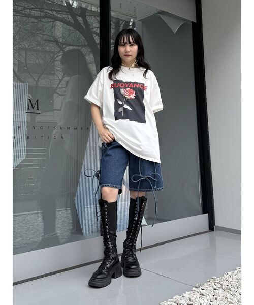 jouetie（ジュエティ）の「ローズプリントBigTシャツ（Tシャツ/カットソー・レディース・レッド/ブラック/オフホワイト・MEDIUM）」の20枚目の写真