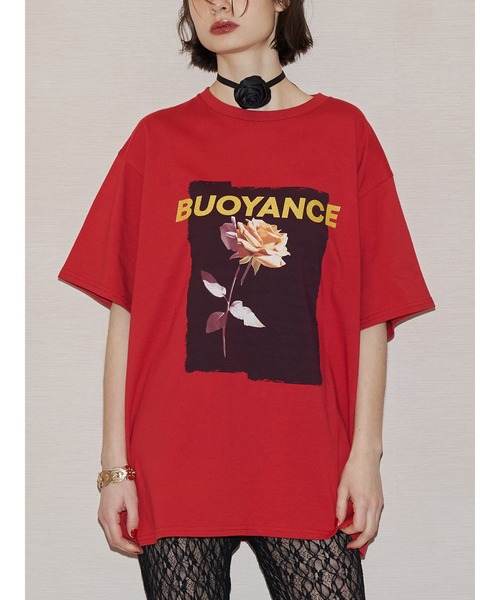 jouetie（ジュエティ）の「ローズプリントBigTシャツ（Tシャツ/カットソー・レディース・レッド/ブラック/オフホワイト・MEDIUM）」の3枚目の写真