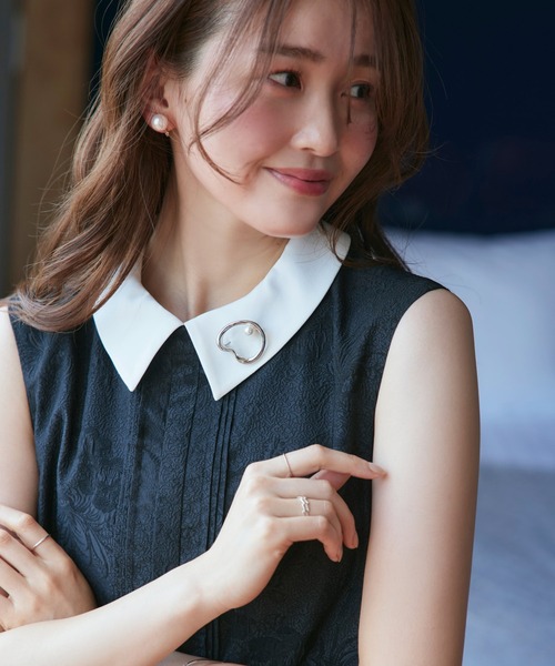 RUIRUE BOUTIQUE(ルイルエブティック)の「洗える 2WAY | 襟付き シアー ジャカード ギャザー フレア ワンピース | レディース おしゃれ きれいめ オフィスカジュアル 通勤服 リゾート ロングワンピース(ワンピース・レディース・チャコール/ネイビー/ブラック・L/M/S/LL)」の8枚目の写真