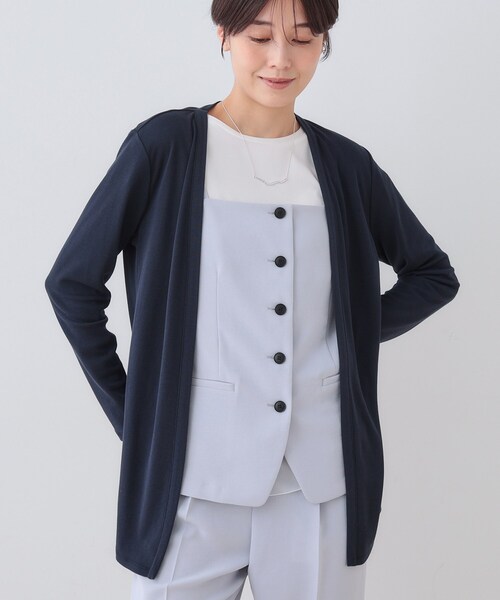 INDIVI（インディヴィ）の「【UVケア／接触冷感】ベーシック着流しカーディガン（カーディガン/ボレロ・レディース・ホワイト/ネイビー系5/ライトグレー系5/ブラック/ブラック系6・19/15 /13/05/40/38）」の5枚目の写真
