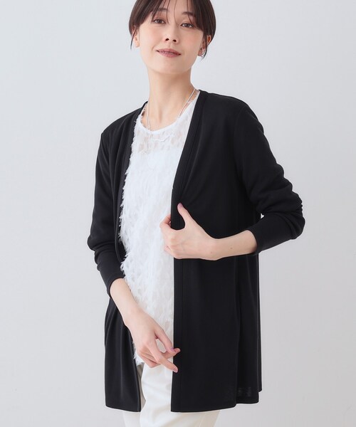 INDIVI（インディヴィ）の「【UVケア／接触冷感】ベーシック着流しカーディガン（カーディガン/ボレロ・レディース・ホワイト/ネイビー系5/ライトグレー系5/ブラック/ブラック系6・19/15 /13/05/40/38）」の2枚目の写真