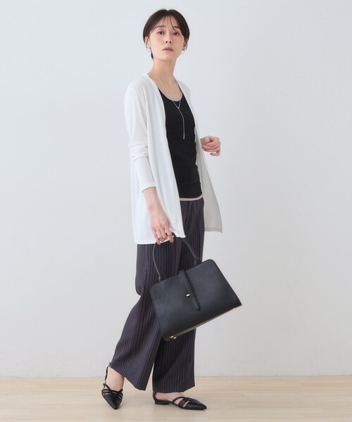 INDIVI（インディヴィ）の「【UVケア／接触冷感】ベーシック着流しカーディガン（カーディガン/ボレロ・レディース・ホワイト/ネイビー系5/ライトグレー系5/ブラック/ブラック系6・19/15 /13/05/40/38）」の9枚目の写真