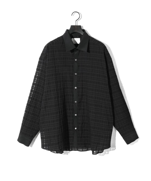 MIDIUMISOLID(ミディウミソリッド)の「MIDIUMISOLID Men’s シアーチェックシャツ(シャツ/ブラウス・メンズ・ライトブルー/ブラック・48)」の2枚目の写真