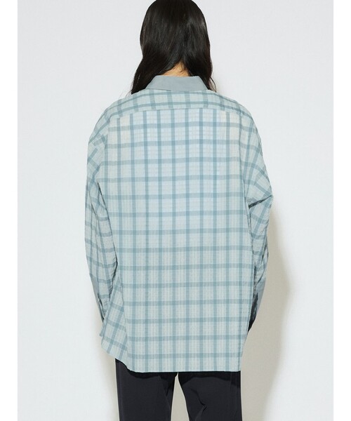 MIDIUMISOLID(ミディウミソリッド)の「MIDIUMISOLID Men’s シアーチェックシャツ(シャツ/ブラウス・メンズ・ライトブルー/ブラック・48)」の9枚目の写真