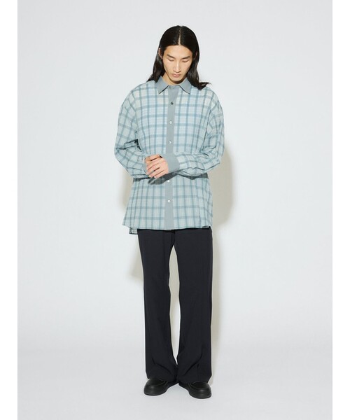 MIDIUMISOLID(ミディウミソリッド)の「MIDIUMISOLID Men’s シアーチェックシャツ(シャツ/ブラウス・メンズ・ライトブルー/ブラック・48)」の11枚目の写真