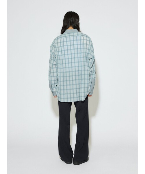 MIDIUMISOLID(ミディウミソリッド)の「MIDIUMISOLID Men’s シアーチェックシャツ(シャツ/ブラウス・メンズ・ライトブルー/ブラック・48)」の14枚目の写真