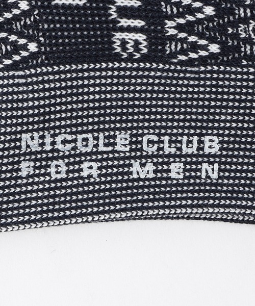 NICOLE CLUB FOR MEN（ニコルクラブフォーメン）の「シェブロン×ロゴジャカード ショートソックス（ソックス/靴下・メンズ・オフホワイト/ブラック/ネイビー・FREE）」の4枚目の写真