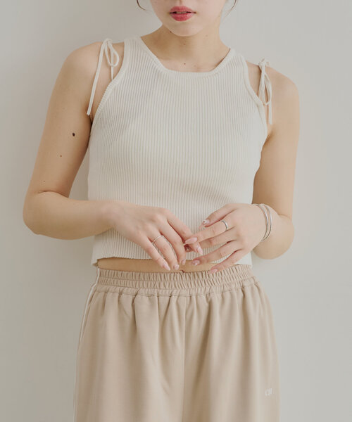 セール】肩リボンアメスリニットタンク（タンクトップ）｜Chico（チコ