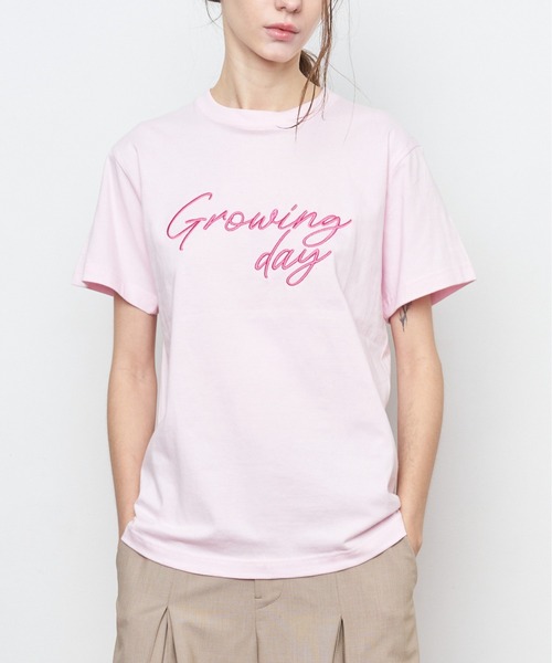Muel Chic(ミュエルシック)の「Growing day Tshirt グローウィングデイTシャツ(Tシャツ/カットソー・レディース・ホワイト/ネイビー/ライトピンク・FREE)」の1枚目の写真