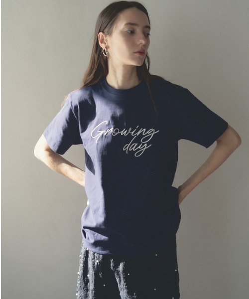 Muel Chic(ミュエルシック)の「Growing day Tshirt グローウィングデイTシャツ(Tシャツ/カットソー・レディース・ホワイト/ネイビー/ライトピンク・FREE)」の12枚目の写真