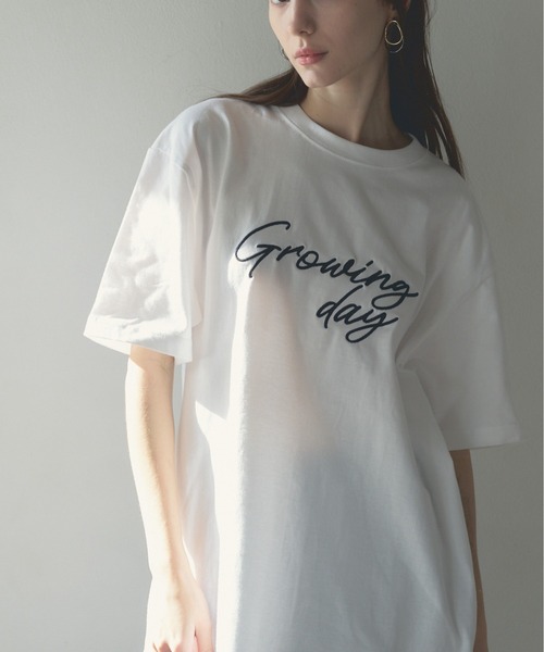 Muel Chic(ミュエルシック)の「Growing day Tshirt グローウィングデイTシャツ(Tシャツ/カットソー・レディース・ホワイト/ネイビー/ライトピンク・FREE)」の8枚目の写真