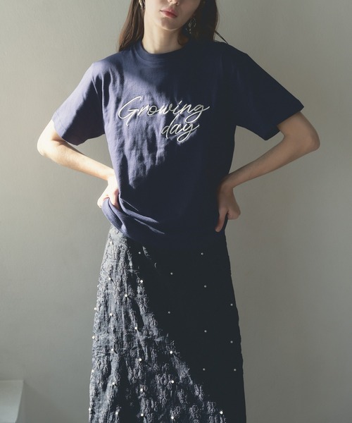 Muel Chic(ミュエルシック)の「Growing day Tshirt グローウィングデイTシャツ(Tシャツ/カットソー・レディース・ホワイト/ネイビー/ライトピンク・FREE)」の11枚目の写真