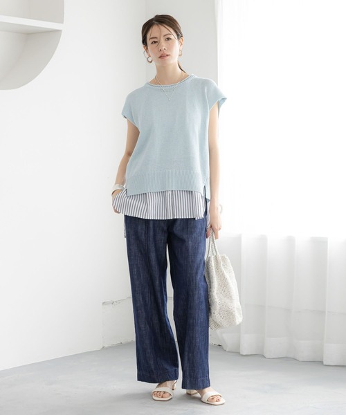 Elura（エルーラ）の「大人サマーワイドデニムパンツ＜低身長サイズあり＞/324903（デニムパンツ・レディース・ネイビー/ライトブルー・MEDIUM/LARGE/FREE(S)）」の20枚目の写真