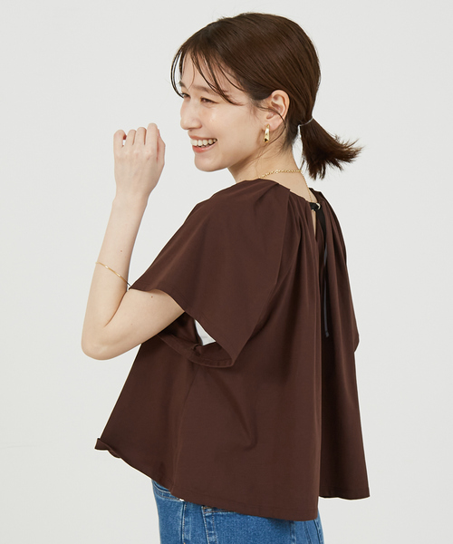 abahouse mavie（アバハウスマヴィ）の「タックフレアーショートプルオーバー（Tシャツ/カットソー・レディース・ブラック/ホワイト/ブラウン・フリー）」の17枚目の写真