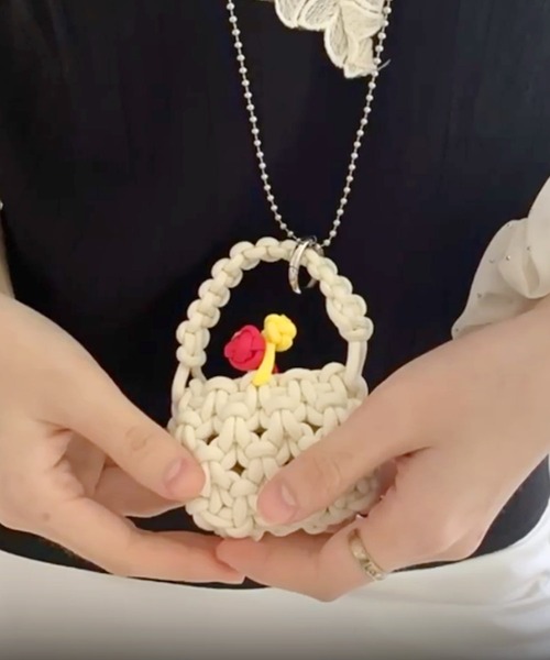 セール】ミニかぎ編みハンドバッグ（メッセンジャーバッグ