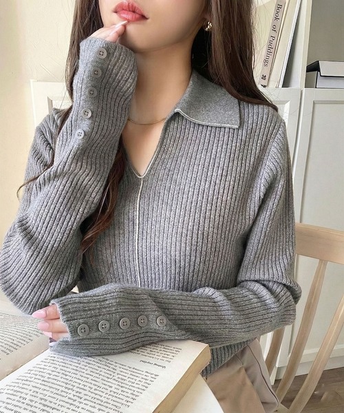 セール】首元の抜けで細見え。インナーにも使える万能トップス♪配色