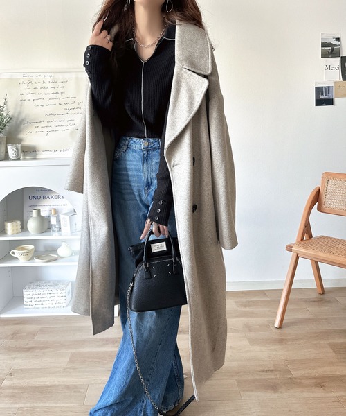 classicalelf（クラシカルエルフ）の「首元の抜けで細見え。インナーにも使える万能トップス♪配色ラインデザイン衿付きリブニット（ニット/セーター・レディース・ピンク/モカ/ブラック/グレー/オフホワイト・LARGE/MEDIUM/SMALL/X-LARGE）」の12枚目の写真