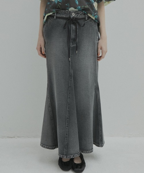 LE CIEL BLUE ルシェルブルー デニムスカート ル シェル ブルー - LE CIEL BLEU | Flared Denim Skirt-Blue-36