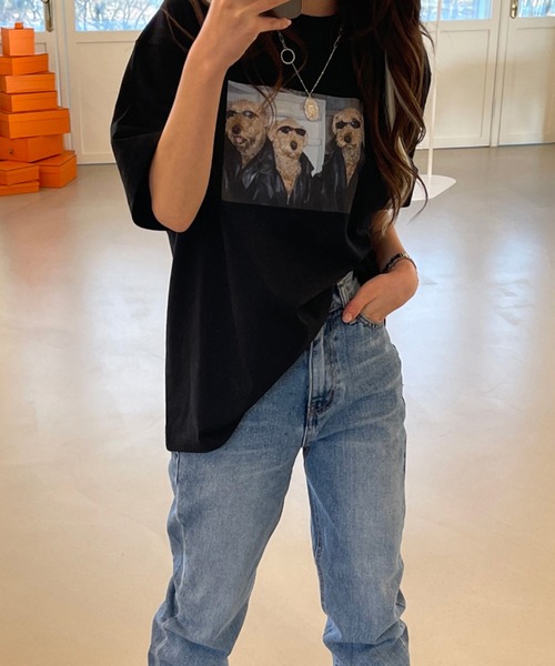 Girly Doll（ガーリードール）の「フォトプリントTシャツ（Tシャツ/カットソー・レディース・ホワイト/ブラック・F）」の5枚目の写真