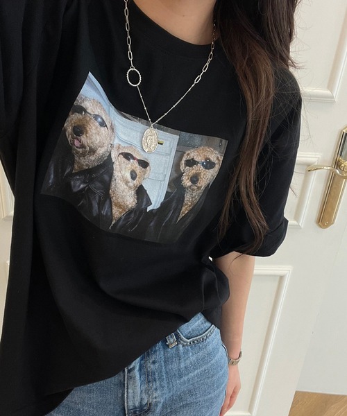 Girly Doll（ガーリードール）の「フォトプリントTシャツ（Tシャツ/カットソー・レディース・ホワイト/ブラック・F）」の9枚目の写真