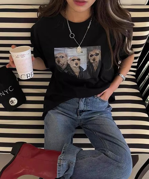 Girly Doll（ガーリードール）の「フォトプリントTシャツ（Tシャツ/カットソー・レディース・ホワイト/ブラック・F）」の10枚目の写真
