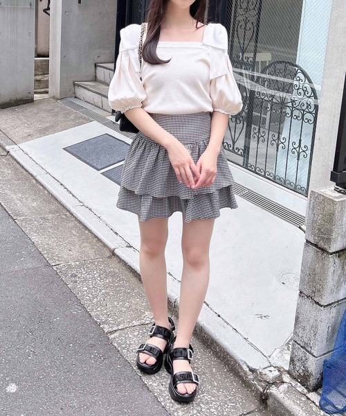 INGNI（イング）の「肩リボンオフショルニット（ニット/セーター・レディース・オフホワイト/ブラック/ピンク・M）」の18枚目の写真