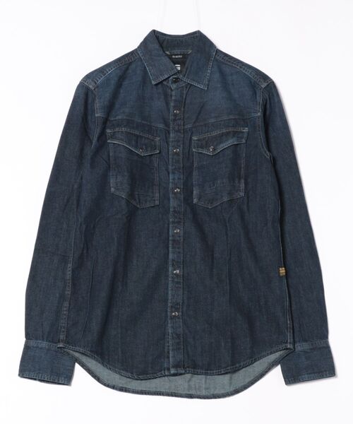 G-STAR（ジースター）の「SLIM DENIM SHIRT/ヴィンテージライクベーシックデザインスリムデニムシャツ（シャツ/ブラウス・メンズ・ダークインディゴブルー・MEDIUM/LARGE/X-LARGE/SMALL）」の6枚目の写真