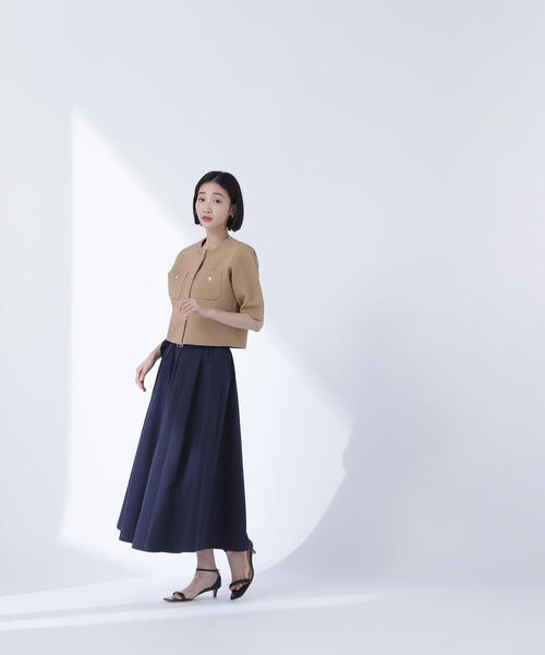 NATURAL BEAUTY BASIC（ナチュラルビューティーベーシック）の「◇エンブレムボタンニットジャケット半袖（カーディガン/ボレロ・レディース・ベージュ/ネイビー/オフホワイト/ダークブラウン・FREE）」の22枚目の写真