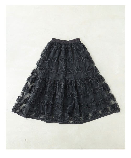 cawaii（カワイイ）の「（黒）ふわふわと花が浮かぶ2重チュールミディアムスカート（スカート・レディース・ブラック・FREE）」の6枚目の写真
