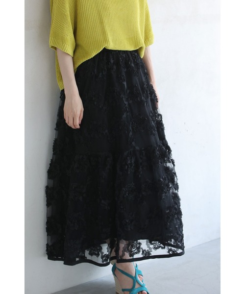 cawaii（カワイイ）の「（黒）ふわふわと花が浮かぶ2重チュールミディアムスカート（スカート・レディース・ブラック・FREE）」の17枚目の写真