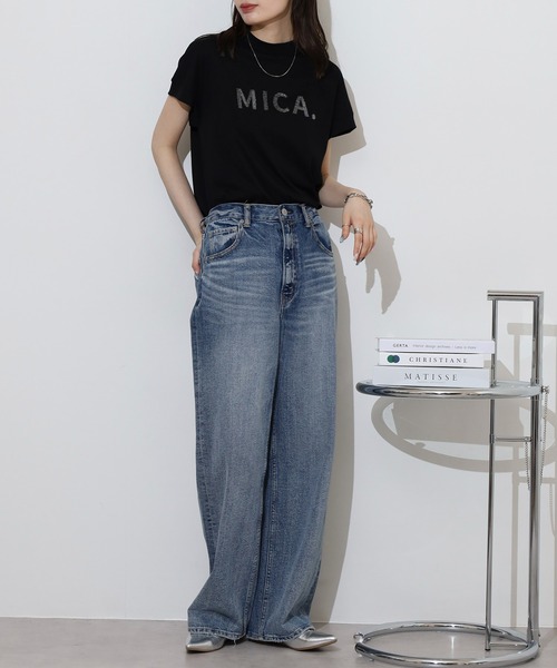 EGLANTINE(エグランティーヌ)の「EGLANTINE MICAスパンコールロゴ半袖Tシャツ【日本製】(Tシャツ/カットソー・レディース・ブラック/イエロー/オフホワイト/ラベンダー/シルバーグレー・40)」の13枚目の写真