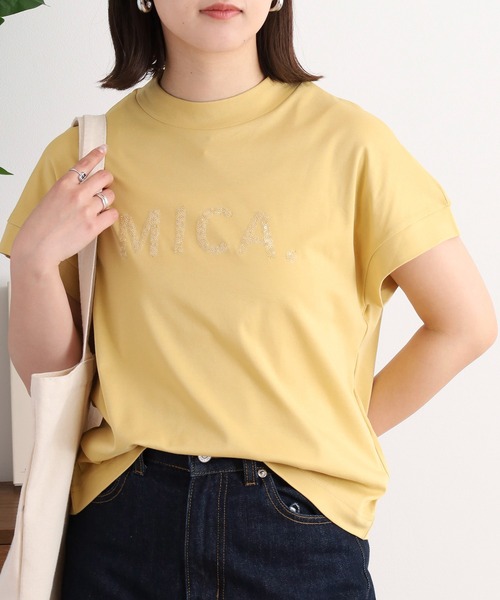 EGLANTINE(エグランティーヌ)の「EGLANTINE MICAスパンコールロゴ半袖Tシャツ【日本製】(Tシャツ/カットソー・レディース・ブラック/イエロー/オフホワイト/ラベンダー/シルバーグレー・40)」の22枚目の写真