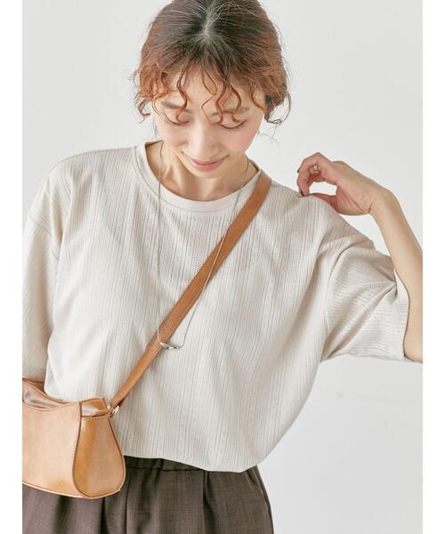 Lugnoncure（ルノンキュール）の「パターンメッシュTシャツ（Tシャツ/カットソー・レディース・ブラック/チャコールグレー/ブルー/オフホワイト・F）」の2枚目の写真