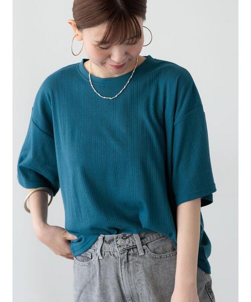 Lugnoncure（ルノンキュール）の「パターンメッシュTシャツ（Tシャツ/カットソー・レディース・ブラック/チャコールグレー/ブルー/オフホワイト・F）」の4枚目の写真