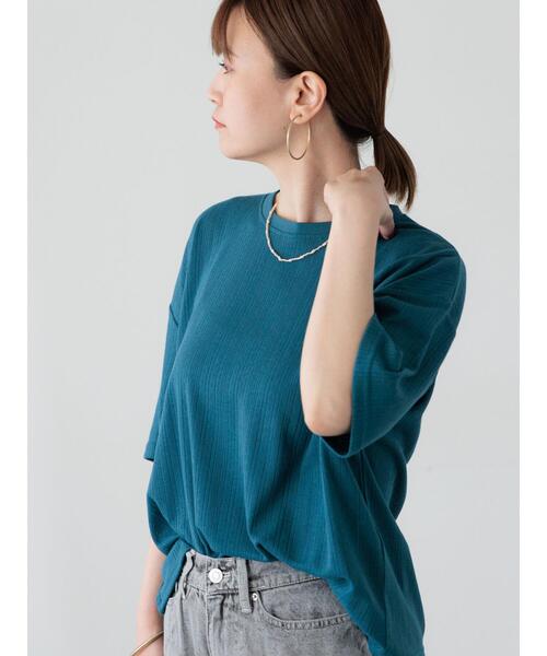 Lugnoncure（ルノンキュール）の「パターンメッシュTシャツ（Tシャツ/カットソー・レディース・ブラック/チャコールグレー/ブルー/オフホワイト・F）」の7枚目の写真