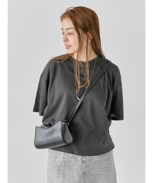 Lugnoncure（ルノンキュール）の「パターンメッシュTシャツ（Tシャツ/カットソー・レディース・ブラック/チャコールグレー/ブルー/オフホワイト・F）」の10枚目の写真