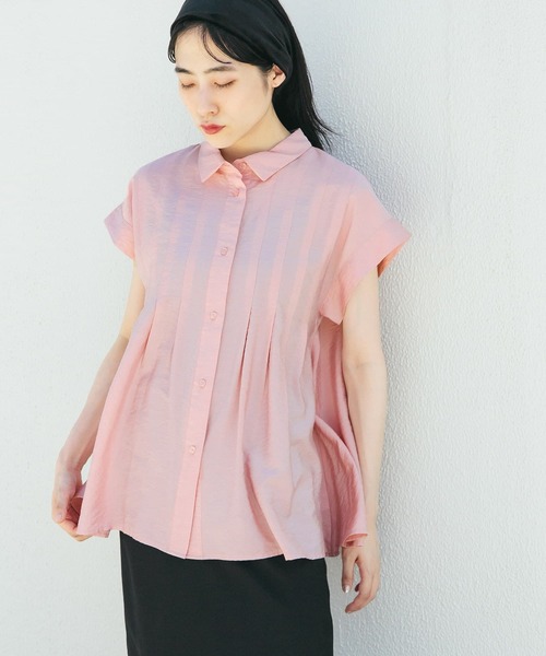 KBF（ケイビーエフ）の「スリーブレスタックフレアブラウス（シャツ/ブラウス・レディース・ネイビー/ピンク/アイボリー・ONE）」の3枚目の写真