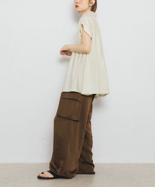 KBF（ケイビーエフ）の「スリーブレスタックフレアブラウス（シャツ/ブラウス・レディース・ネイビー/ピンク/アイボリー・ONE）」の7枚目の写真