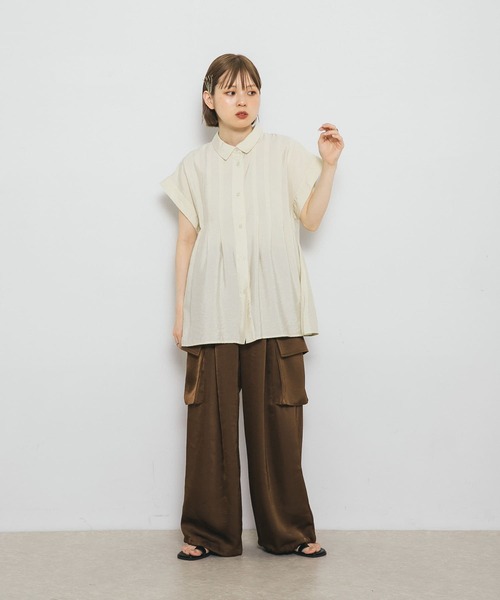 KBF（ケイビーエフ）の「スリーブレスタックフレアブラウス（シャツ/ブラウス・レディース・ネイビー/ピンク/アイボリー・ONE）」の9枚目の写真