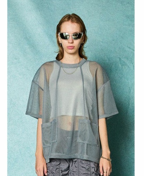 TAUPE(トープ)の「TAUPE/トープ/DOUBLE MESH POCKET TEE(Tシャツ/カットソー・メンズ・グレー/モスグリーン・2/3)」の4枚目の写真